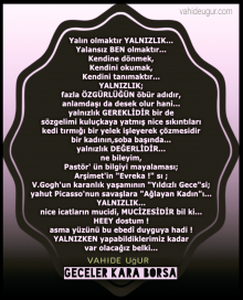 Geceler Kara Borsa adl� eserinden.../ vahide u�ur